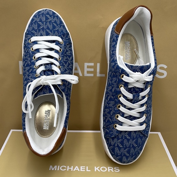 Michael Kors Poppy Lace Up MK Signature Denim JQD SM 49F2POFS1Y sneakers - Picture 13 of 16